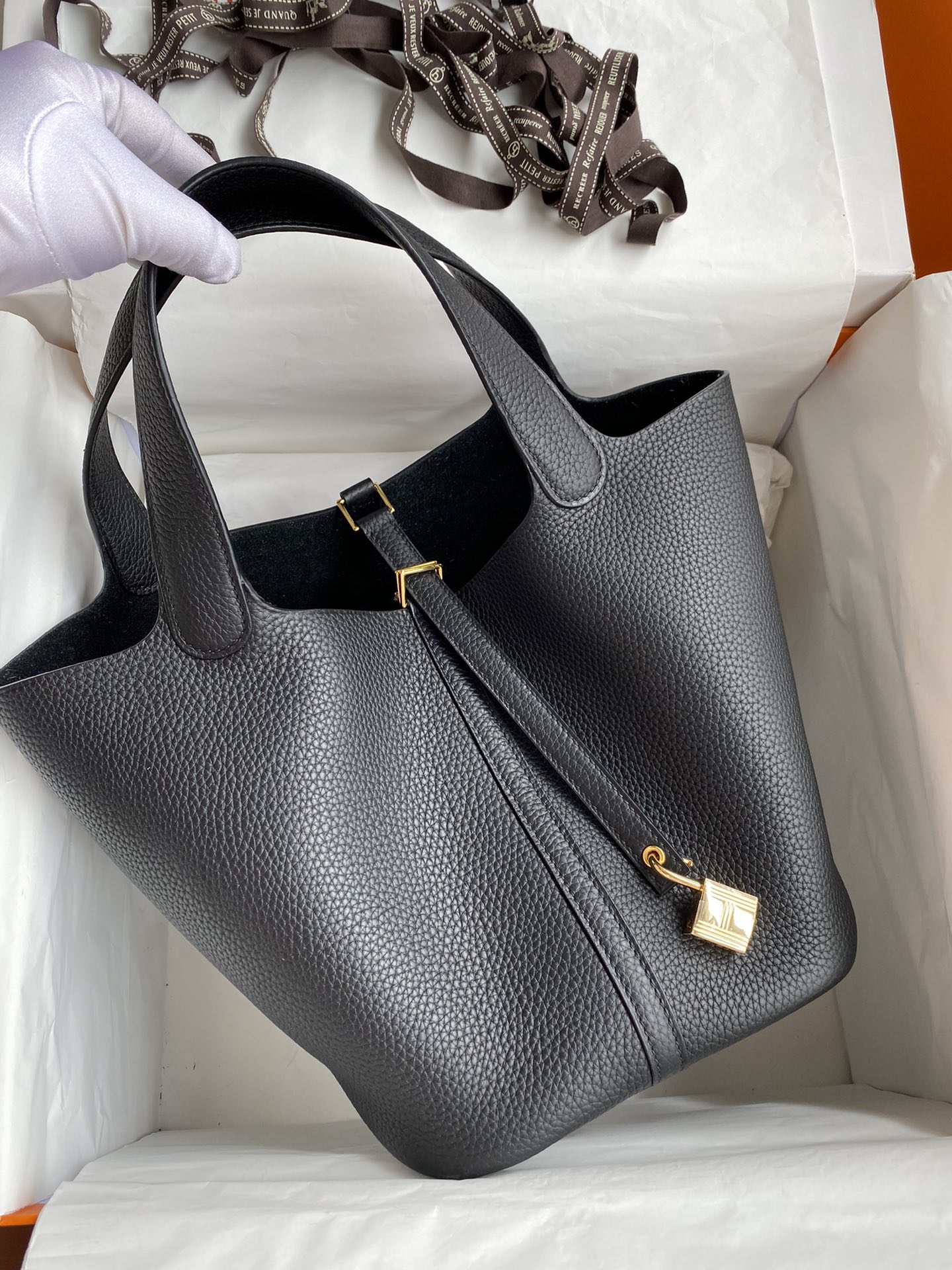 Hermes Picotin Lock 22 Bag In Black Clemence Leather